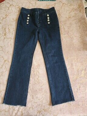 GENERATION LOVE | Dark Blue High-Rise Jeans with Decorative Buttons